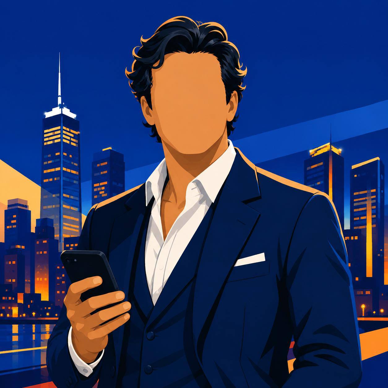 The Closer — deal-maker working the phones against a city skyline