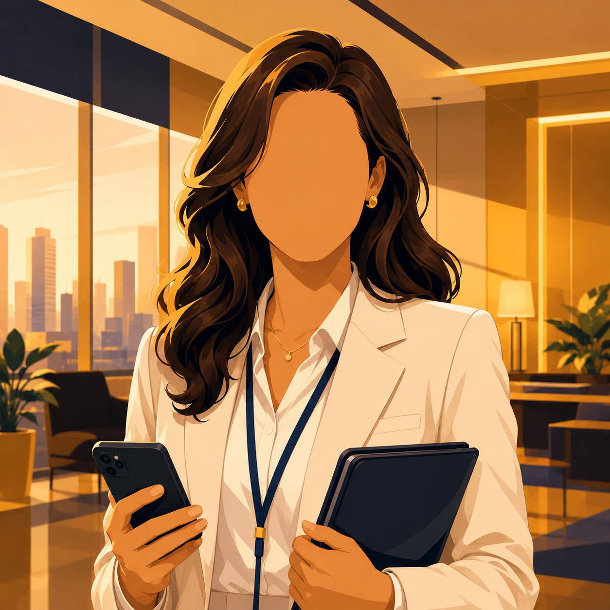 The Publicist — media handler in a luxury hotel lobby